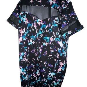 Boutique Tie Dye Midi Dress With Mesh Detailing